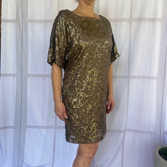 **LAST CHANCE** SCARLETT Taupe holiday party sequined dress size 8 - Picture 6 of 9